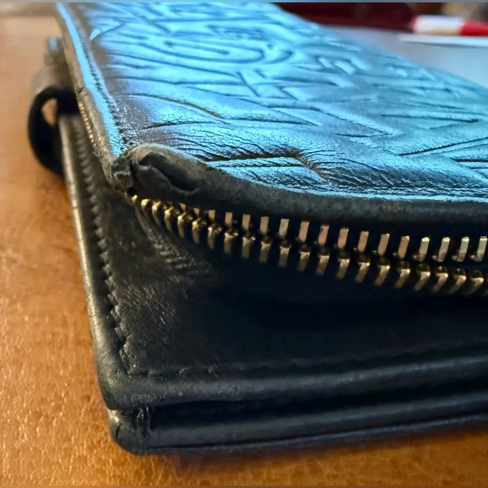 Salvatore Ferragamo Embossed Leather Long Wallet Black Made in Italy - Picture 7 of 11